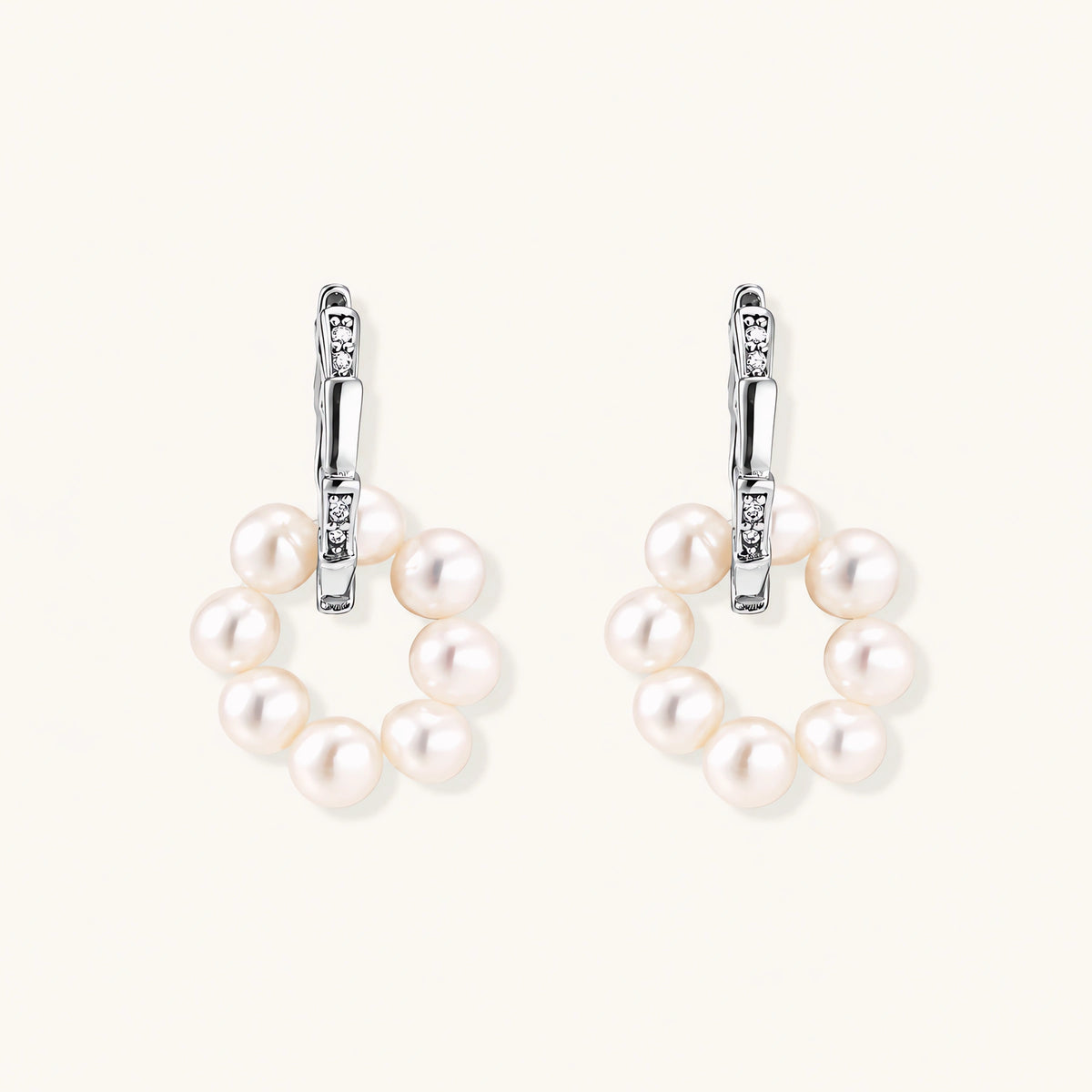 Pearl Cluster Huggie Hoops by AlbaLuxe AlbaLuxe