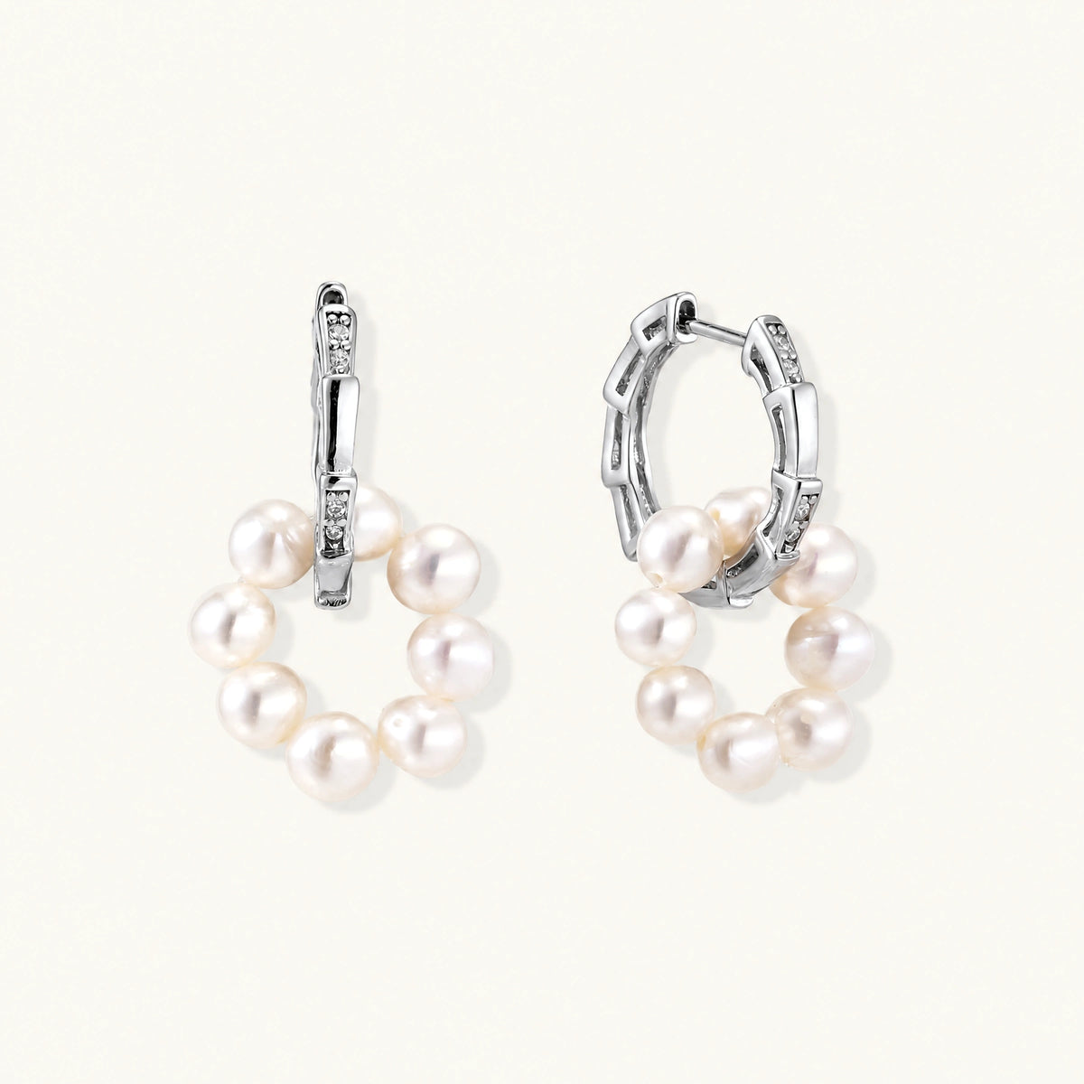 Pearl Cluster Huggie Hoops by AlbaLuxe AlbaLuxe