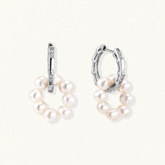 Pearl Cluster Huggie Hoops by AlbaLuxe AlbaLuxe
