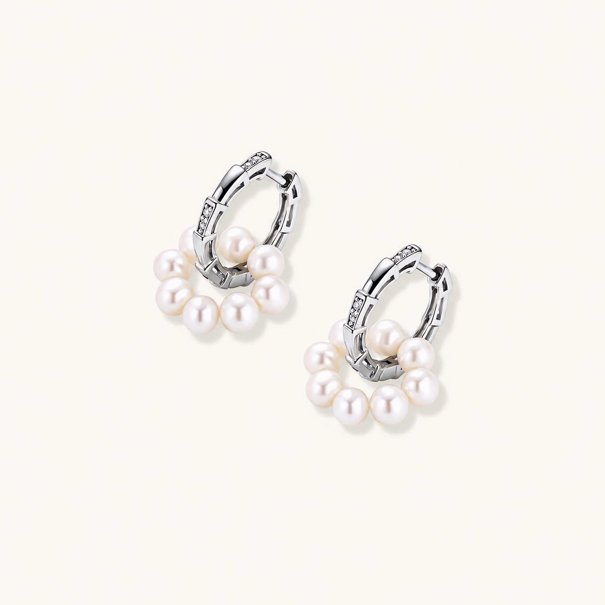 Pearl Cluster Huggie Hoops by AlbaLuxe AlbaLuxe