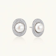 Pearl Halo Stud Earrings by AlbaLuxe AlbaLuxe