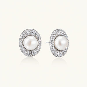 Pearl Halo Stud Earrings by AlbaLuxe AlbaLuxe