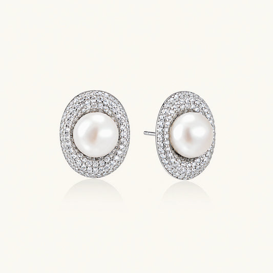 Pearl Halo Stud Earrings by AlbaLuxe AlbaLuxe