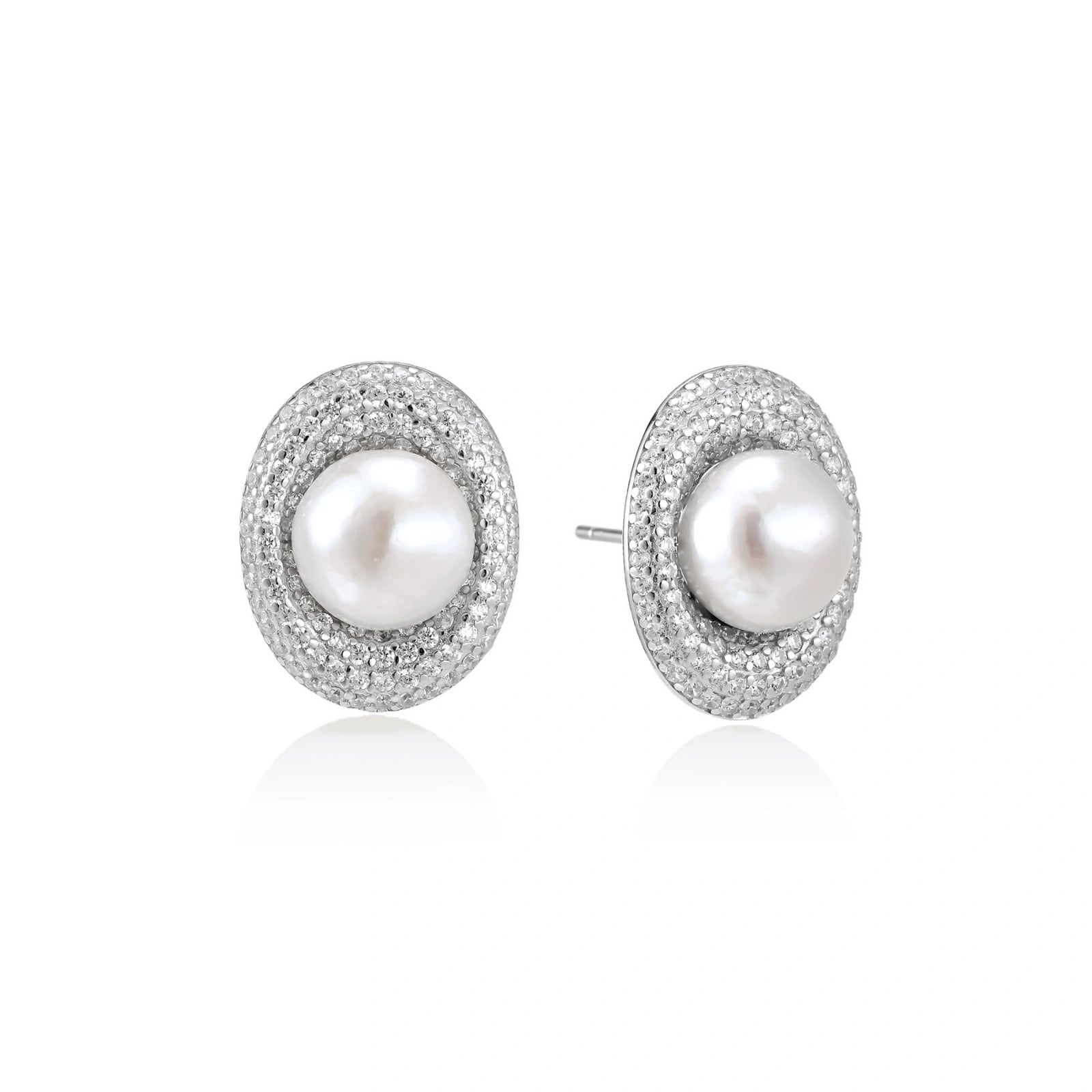 Pearl Halo Stud Earrings by AlbaLuxe