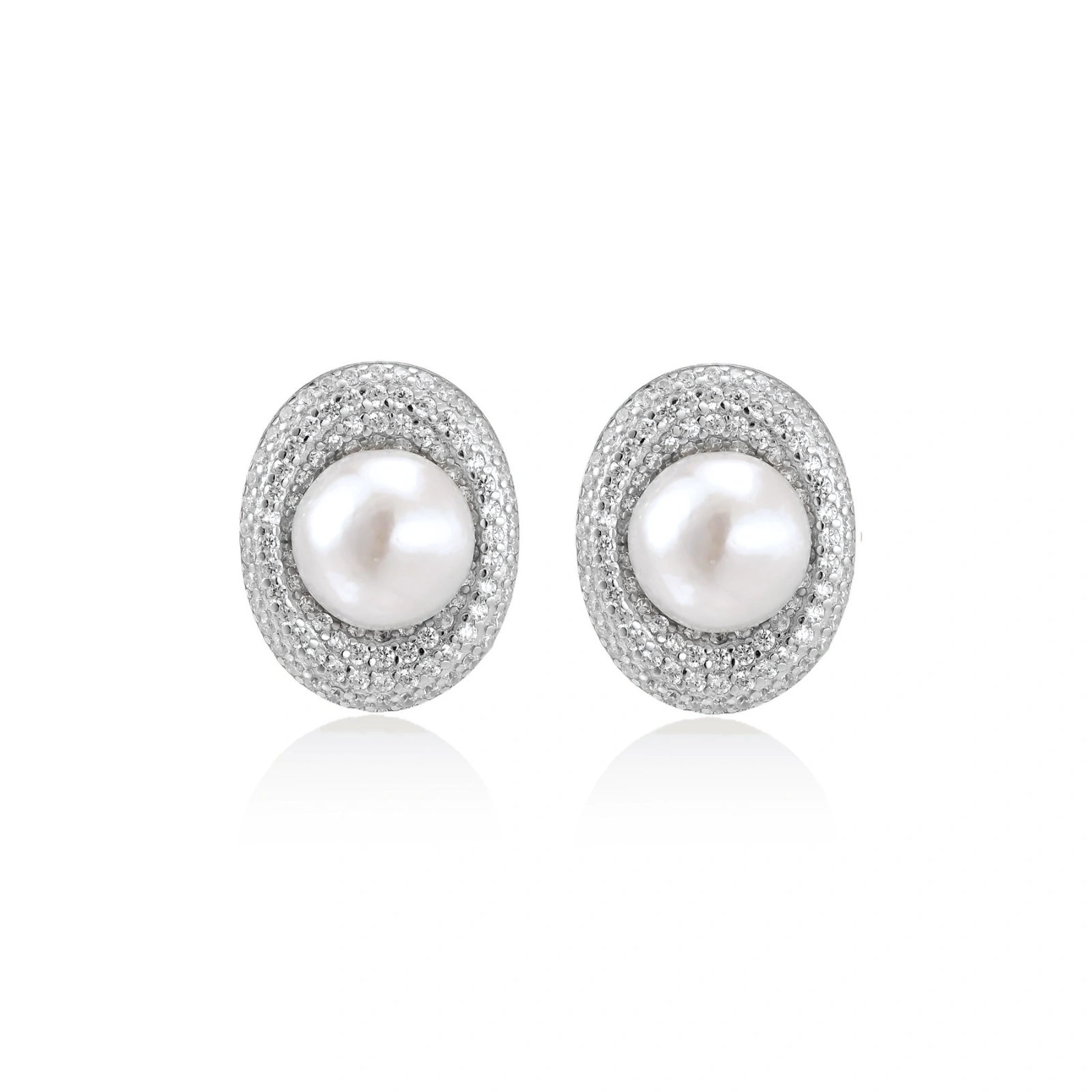 Pearl Halo Stud Earrings by AlbaLuxe