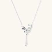 Sterling silver butterfly pendant with textured wing detail on adjustable Y-chain with ball drop ends