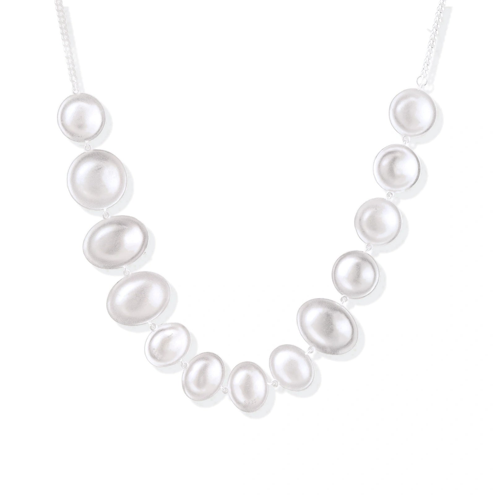 Lunar Silver Arc Necklace by AlbaLuxe