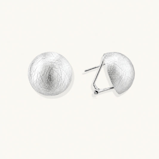Brushed Silver Dome Earrings by AlbaLuxe AlbaLuxe