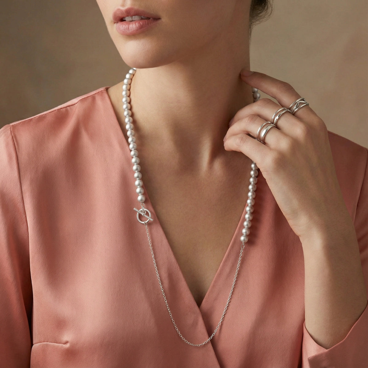 Silver Sphere Gradient Necklace by AlbaLuxe AlbaLuxe