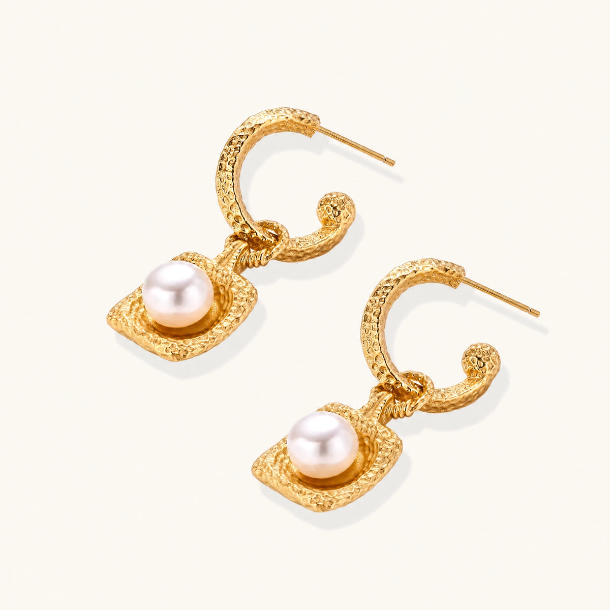 Golden Pearl Drop Hoops by AlbaLuxe AlbaLuxe