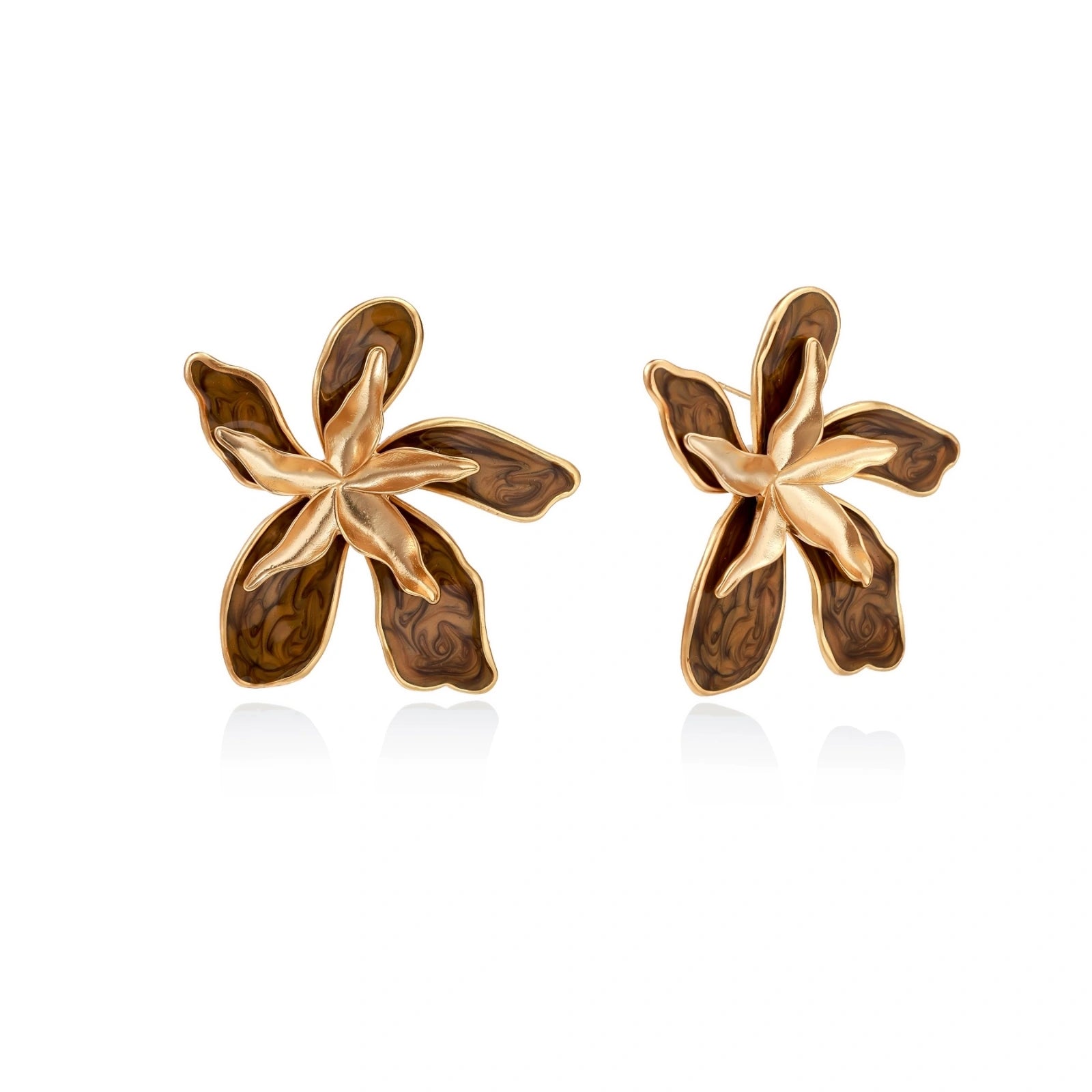 Golden Petal Statement Earrings by AlbaLuxe