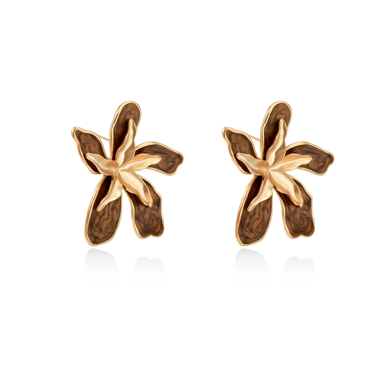 Golden Petal Statement Earrings by AlbaLuxe