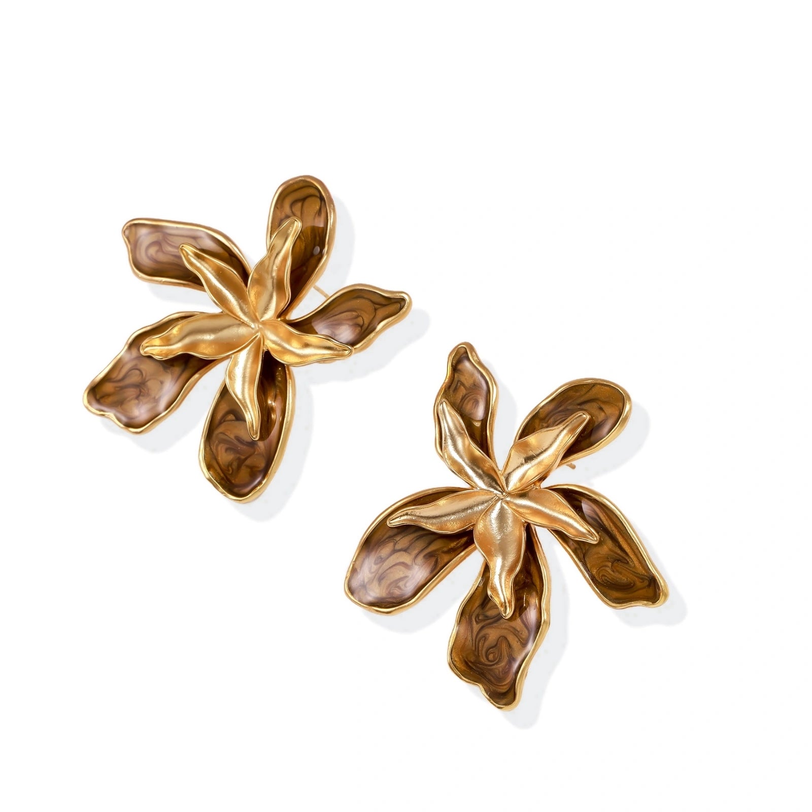 Golden Petal Statement Earrings by AlbaLuxe