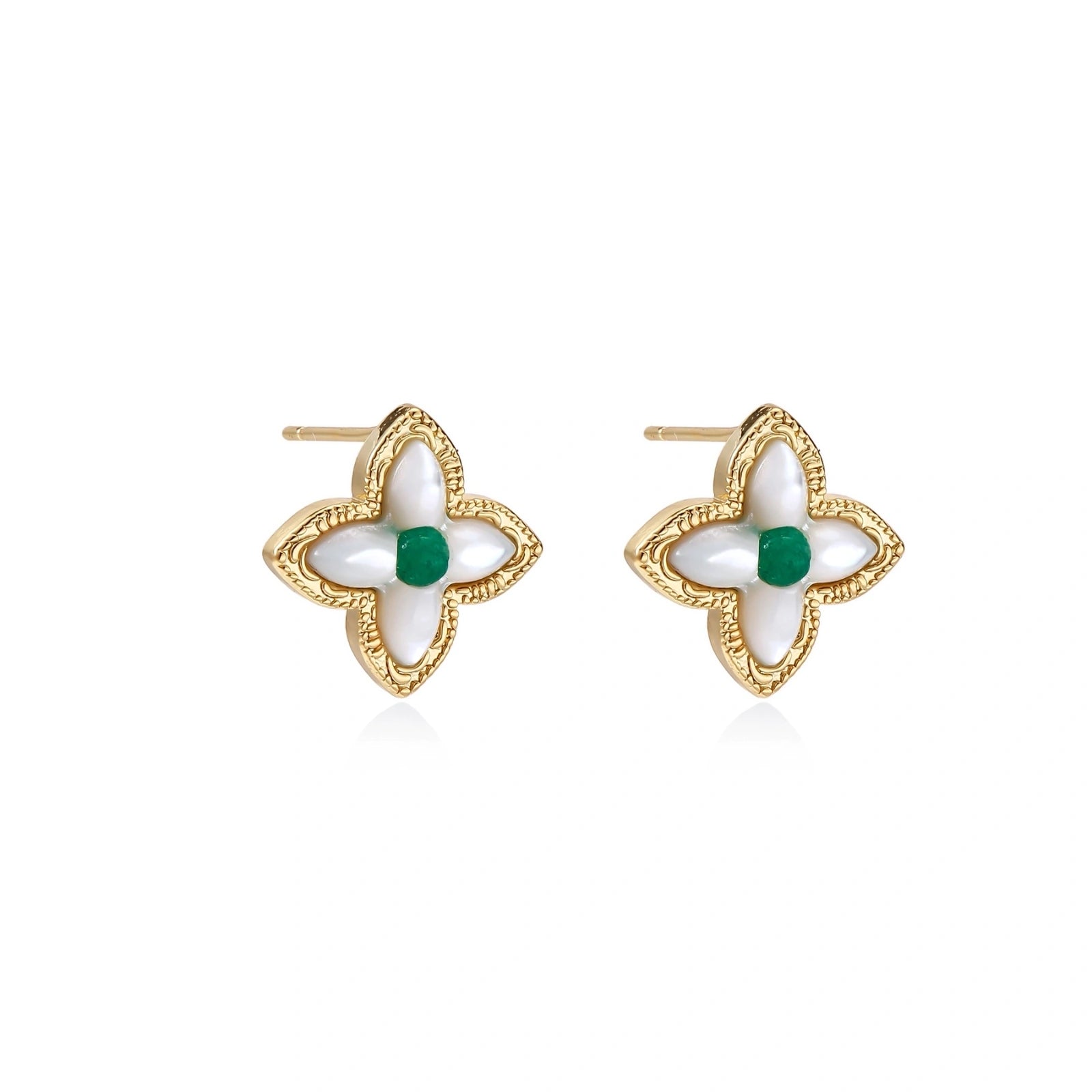 Lucky Clover Pearl Studs by AlbaLuxe