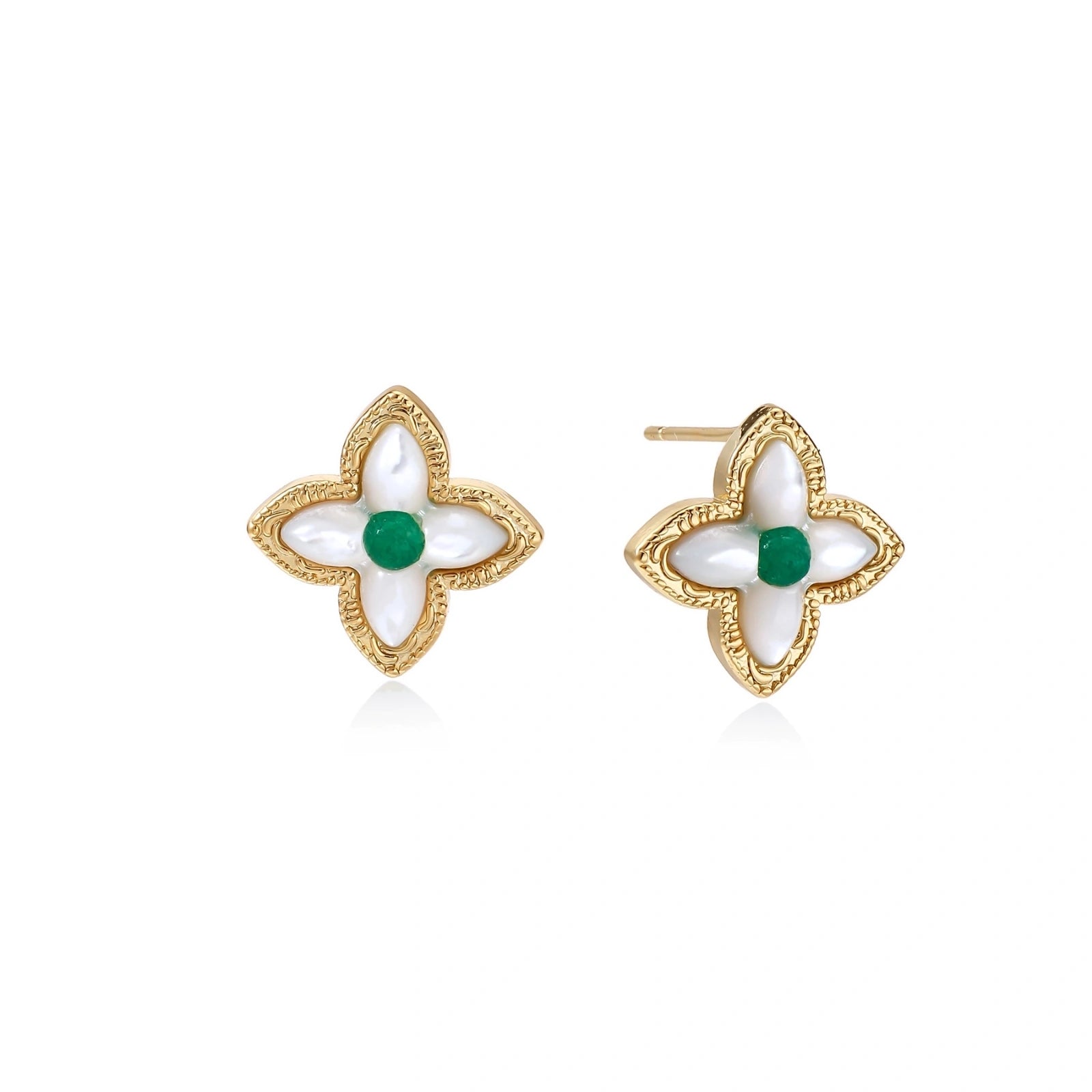 Lucky Clover Pearl Studs by AlbaLuxe