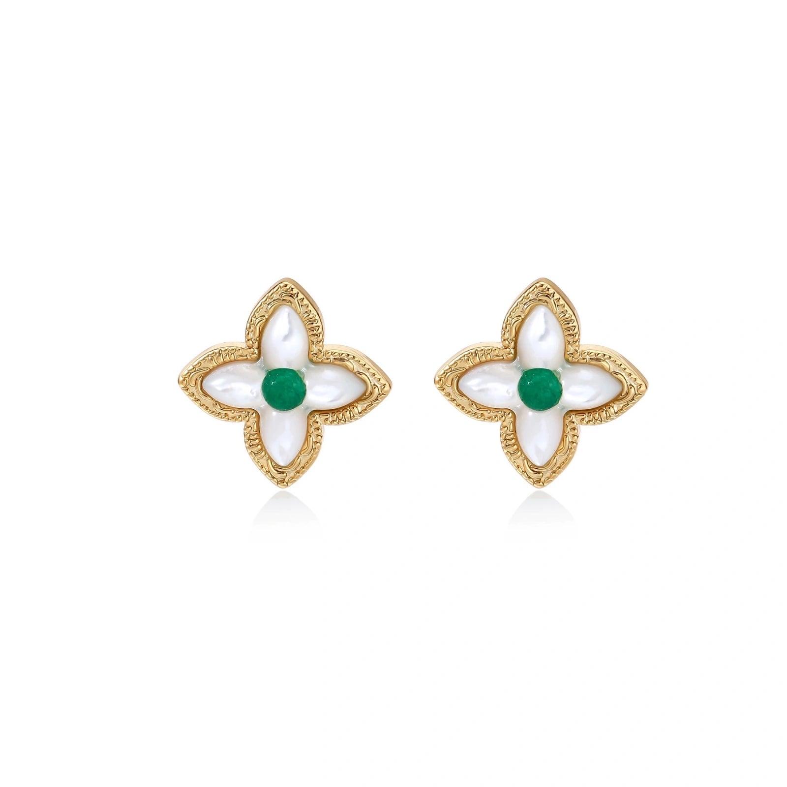 Lucky Clover Pearl Studs by AlbaLuxe