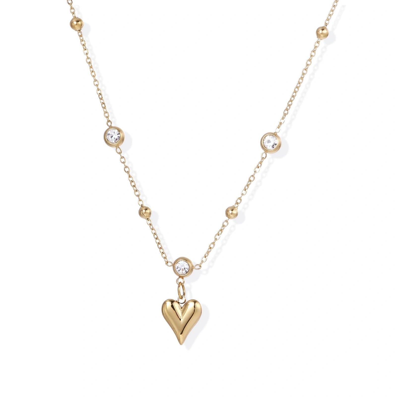 Crystal Heart Charm Necklace by AlbaLuxe