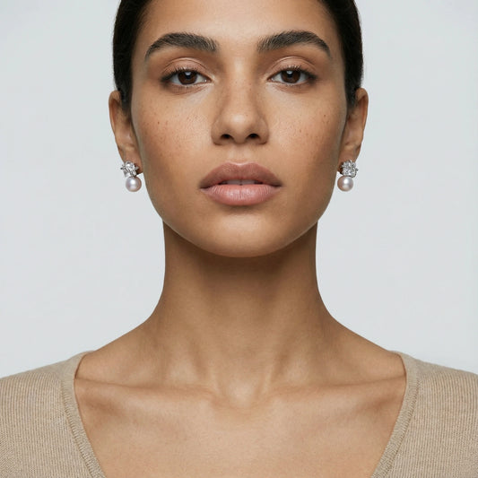 Stardust Pearl Drop Earrings by AlbaLuxe