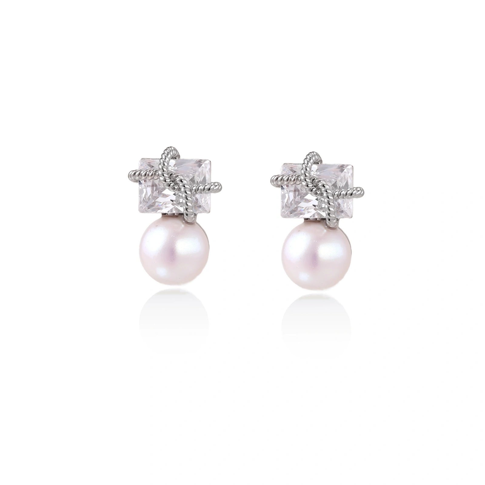 Stardust Pearl Drop Earrings by AlbaLuxe
