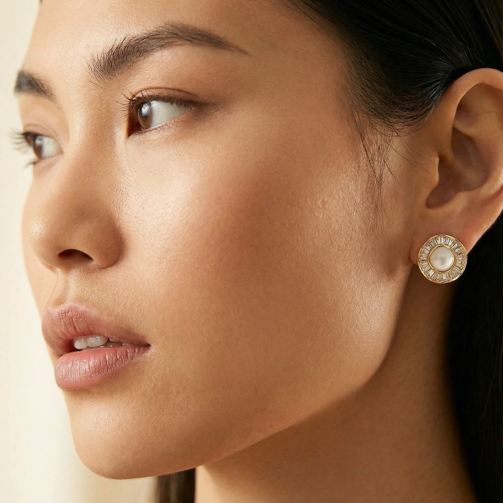Sunburst Pearl Stud Earrings by AlbaLuxe