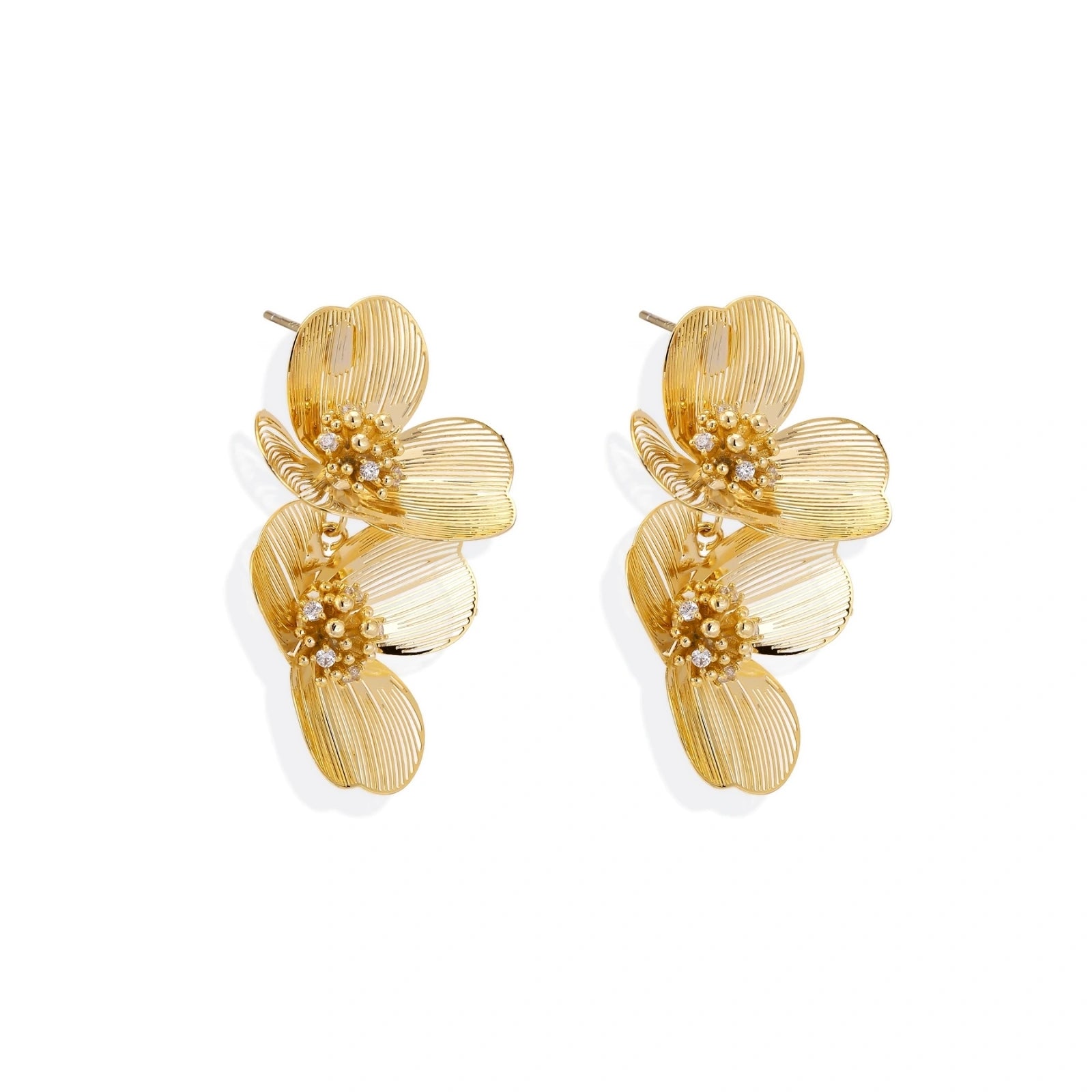 Golden Bloom Double Earrings by AlbaLuxe