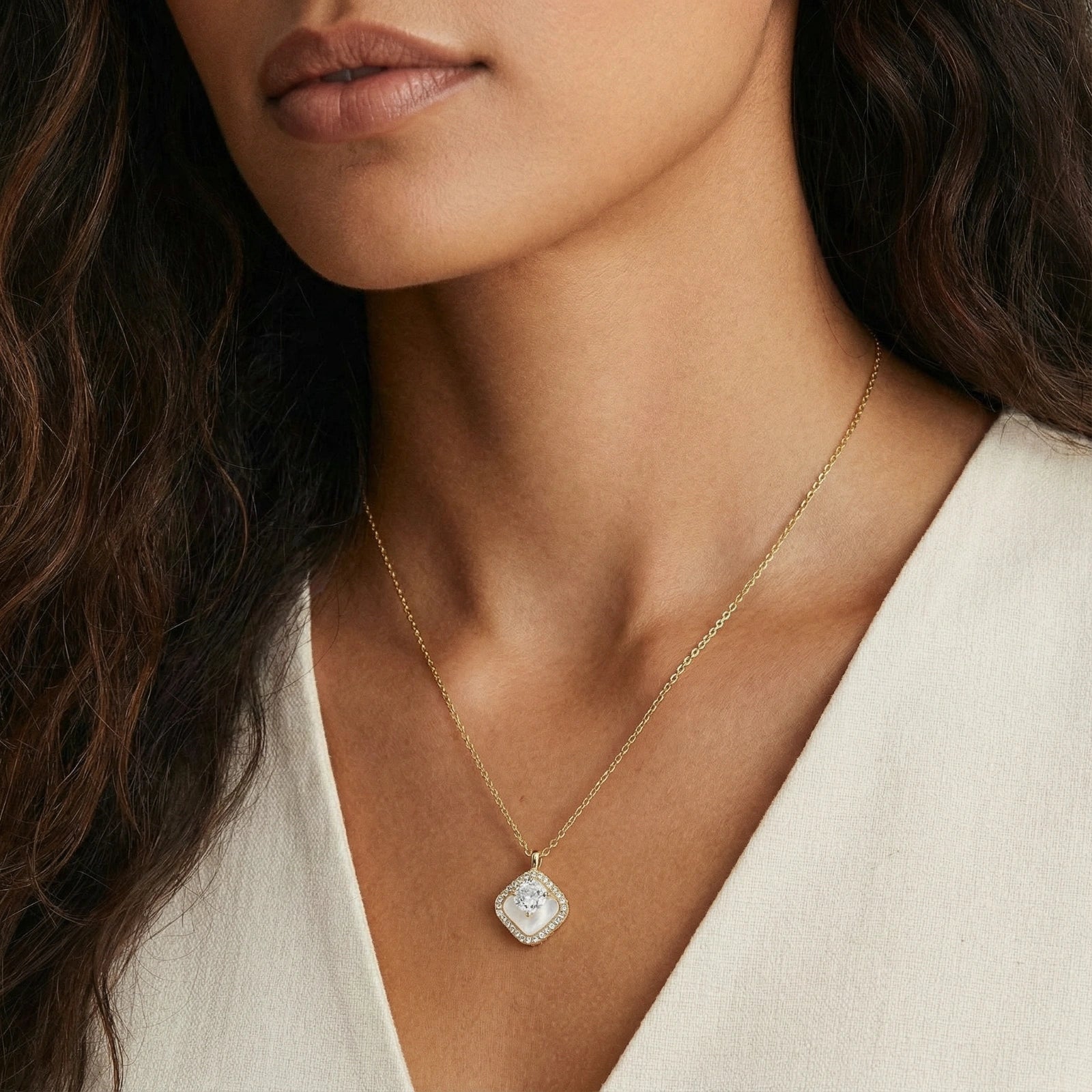 Golden Halo Pearl Pendant by AlbaLuxe