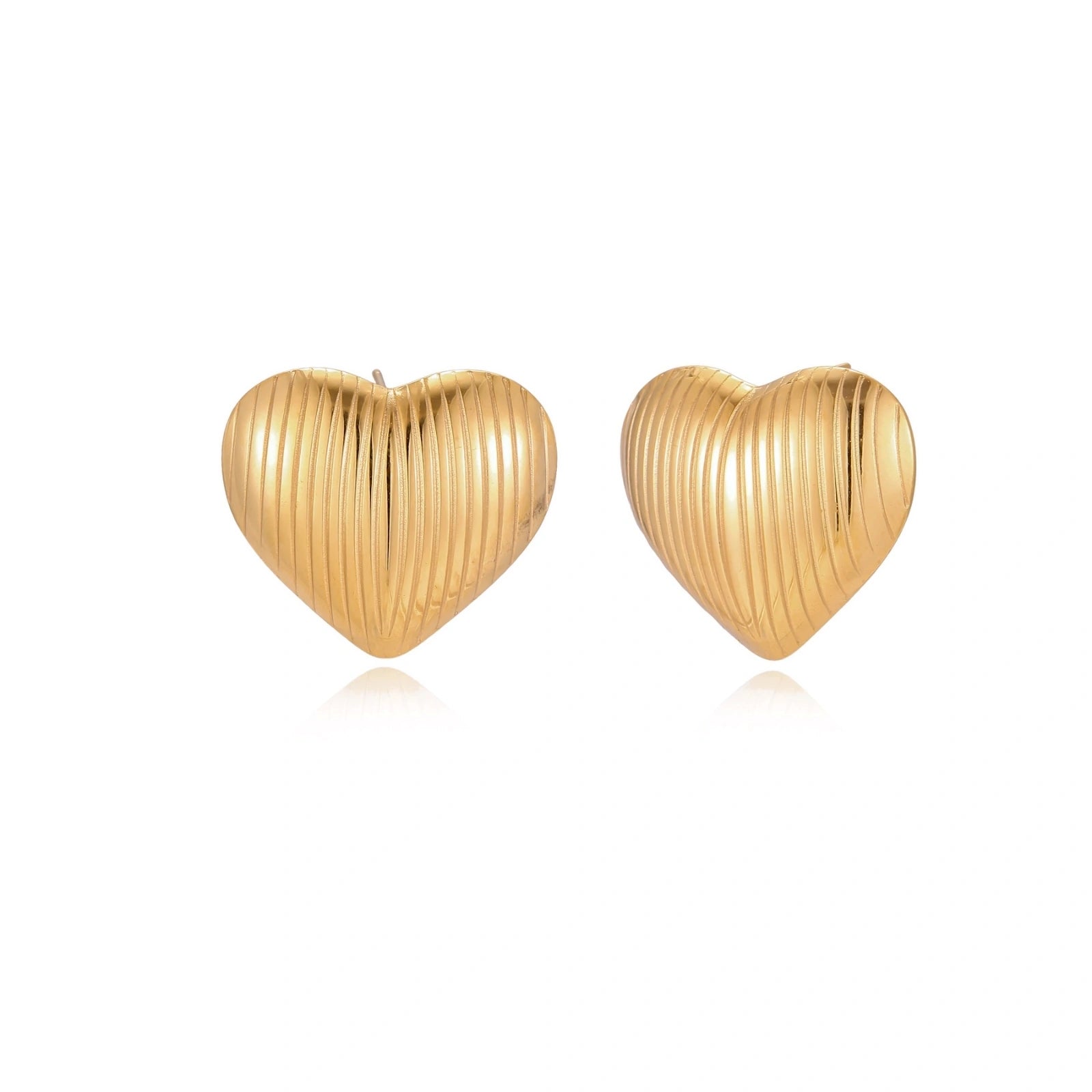 Textured Heart Stud Earrings by AlbaLuxe