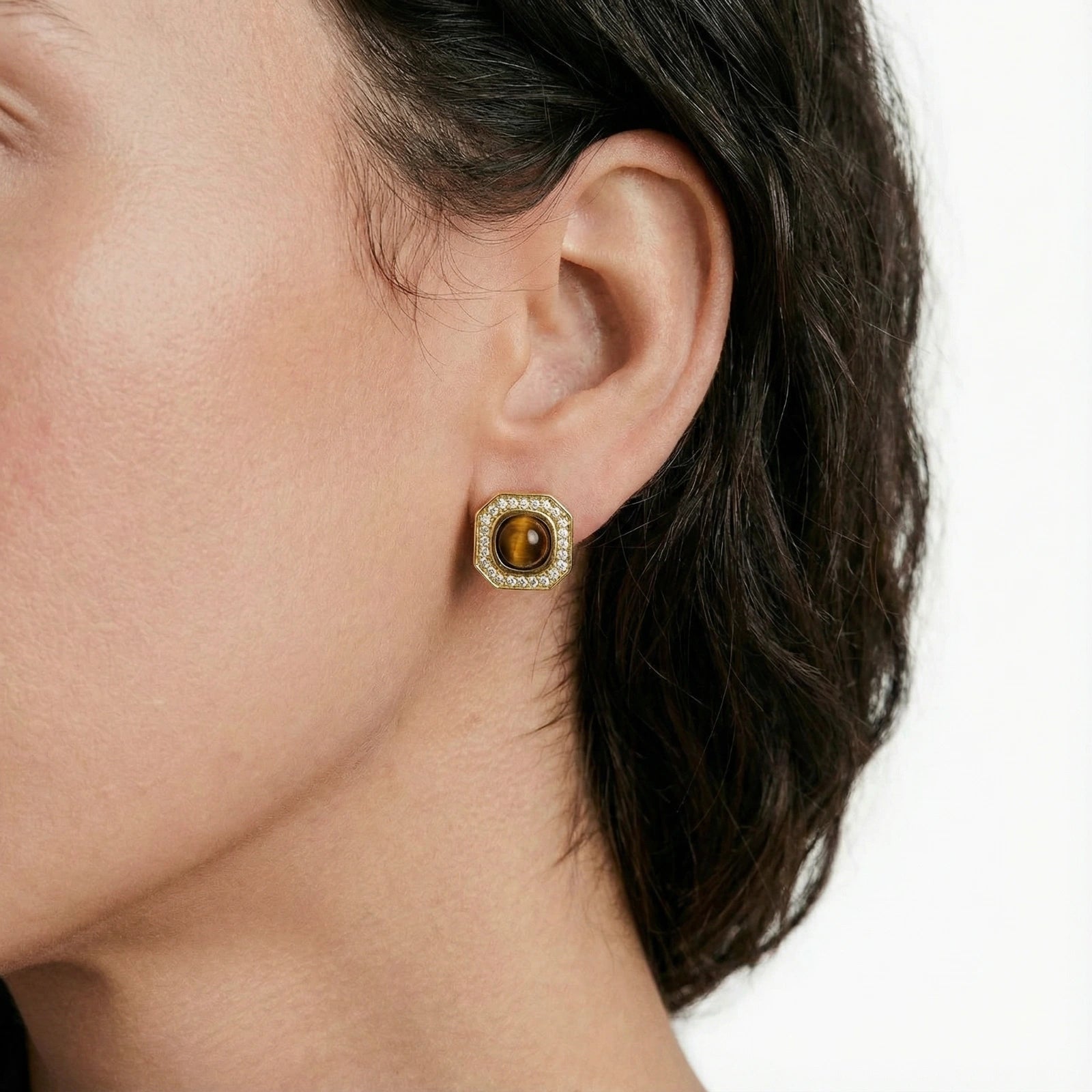 Golden Octagon Studs by AlbaLuxe
