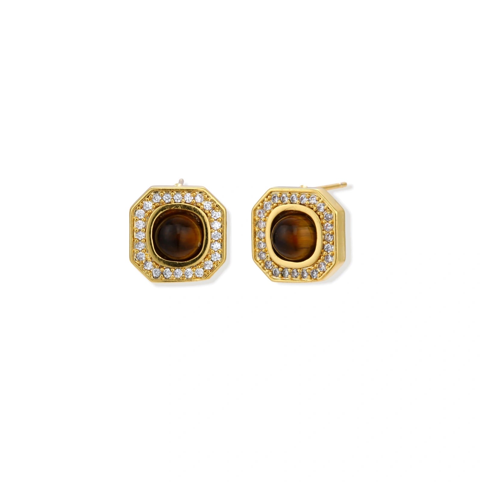 Golden Octagon Studs by AlbaLuxe