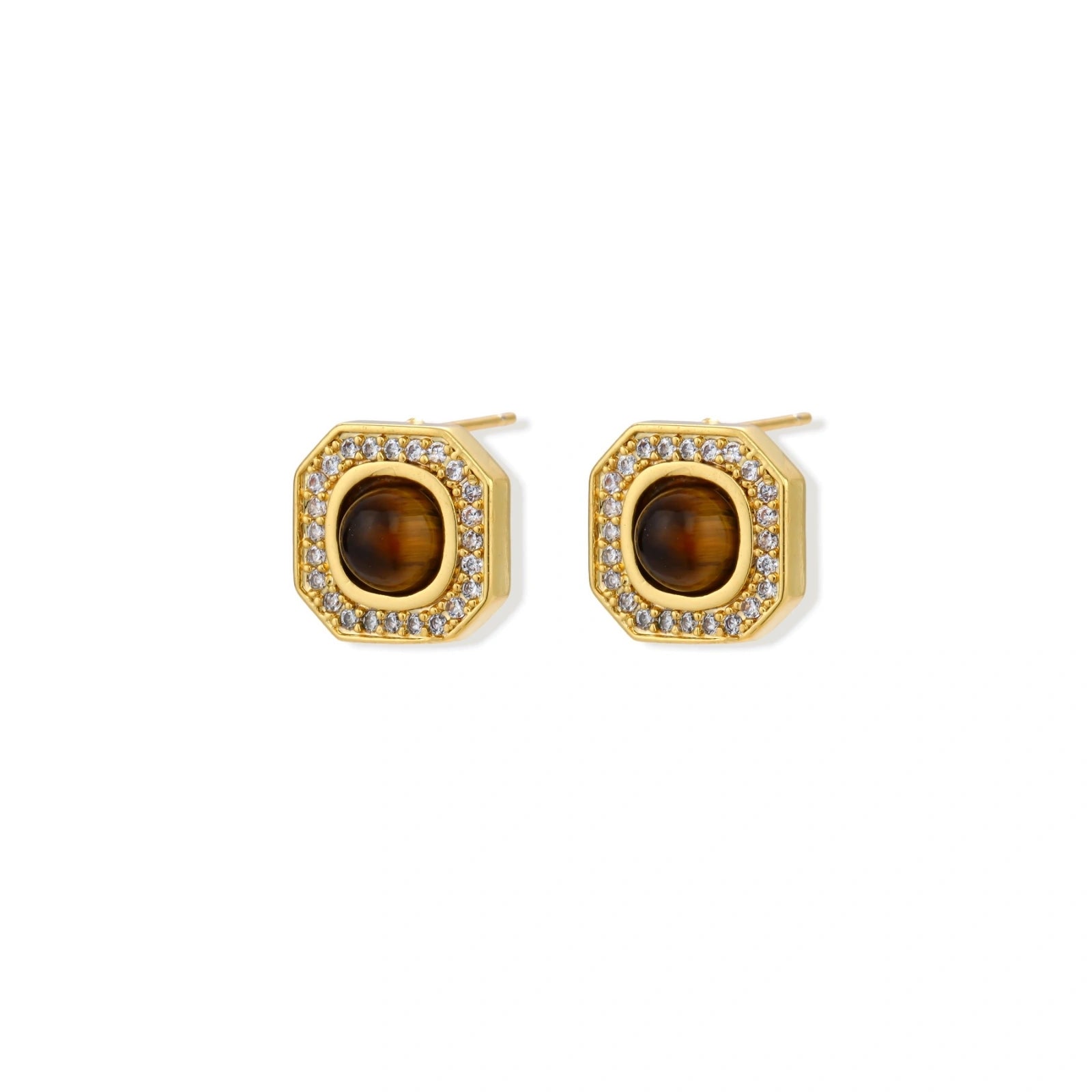 Golden Octagon Studs by AlbaLuxe