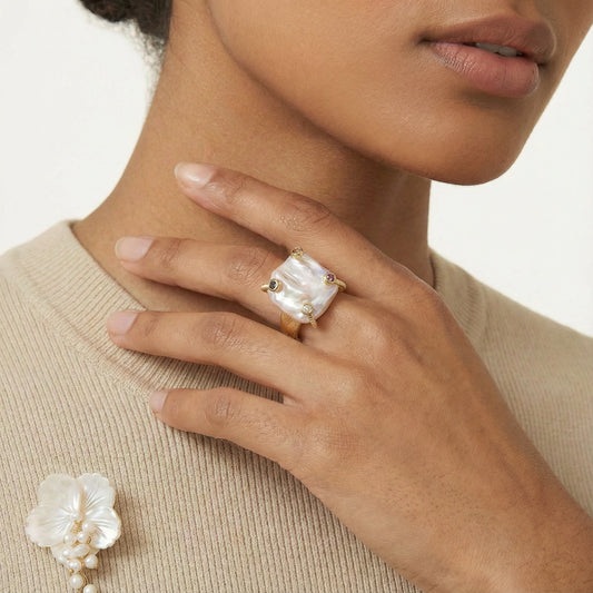 Baroque Pearl Statement Ring by AlbaLuxe