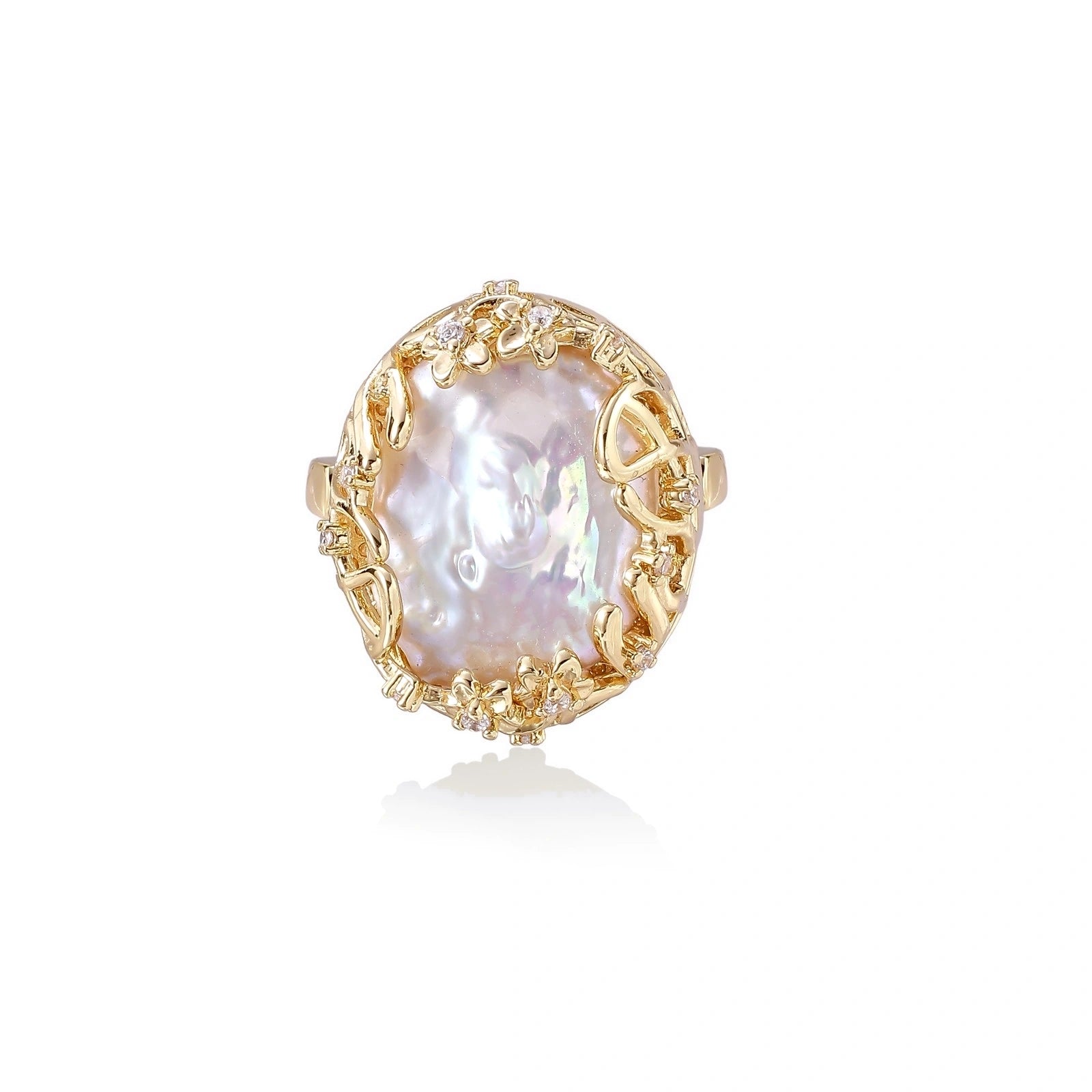 Baroque Pearl Crown Ring by AlbaLuxe