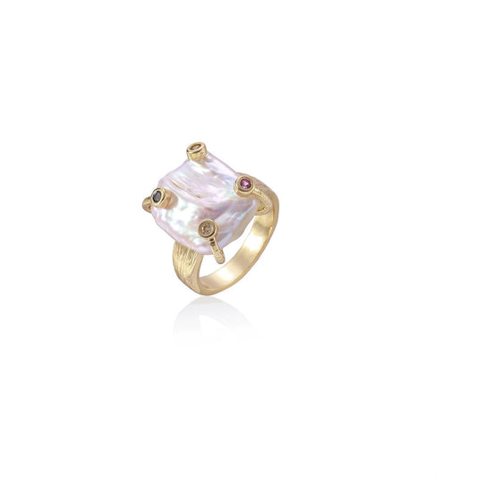 Baroque Pearl Statement Ring by AlbaLuxe
