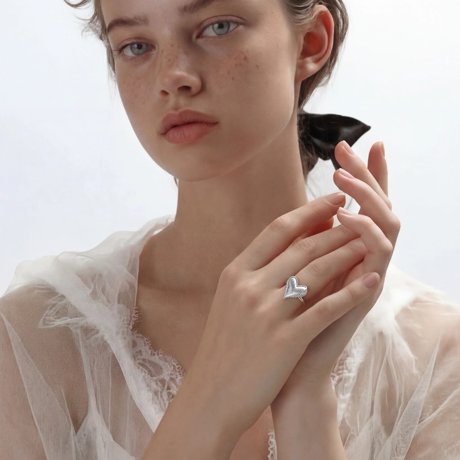 Feathered Heart Ring by AlbaLuxe