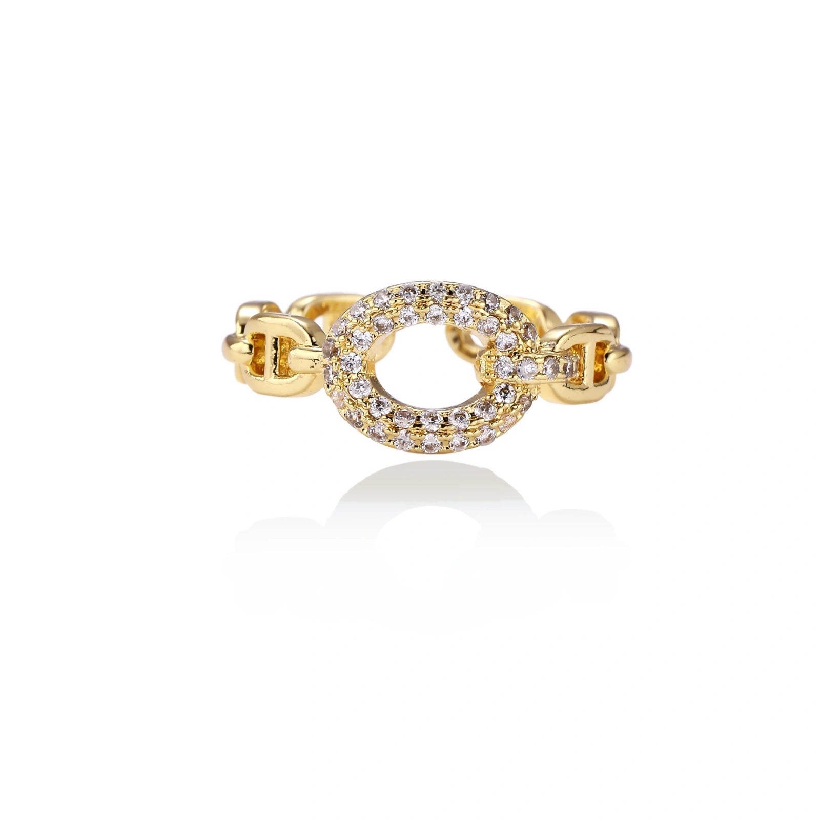 Golden Chain Statement Ring by AlbaLuxe