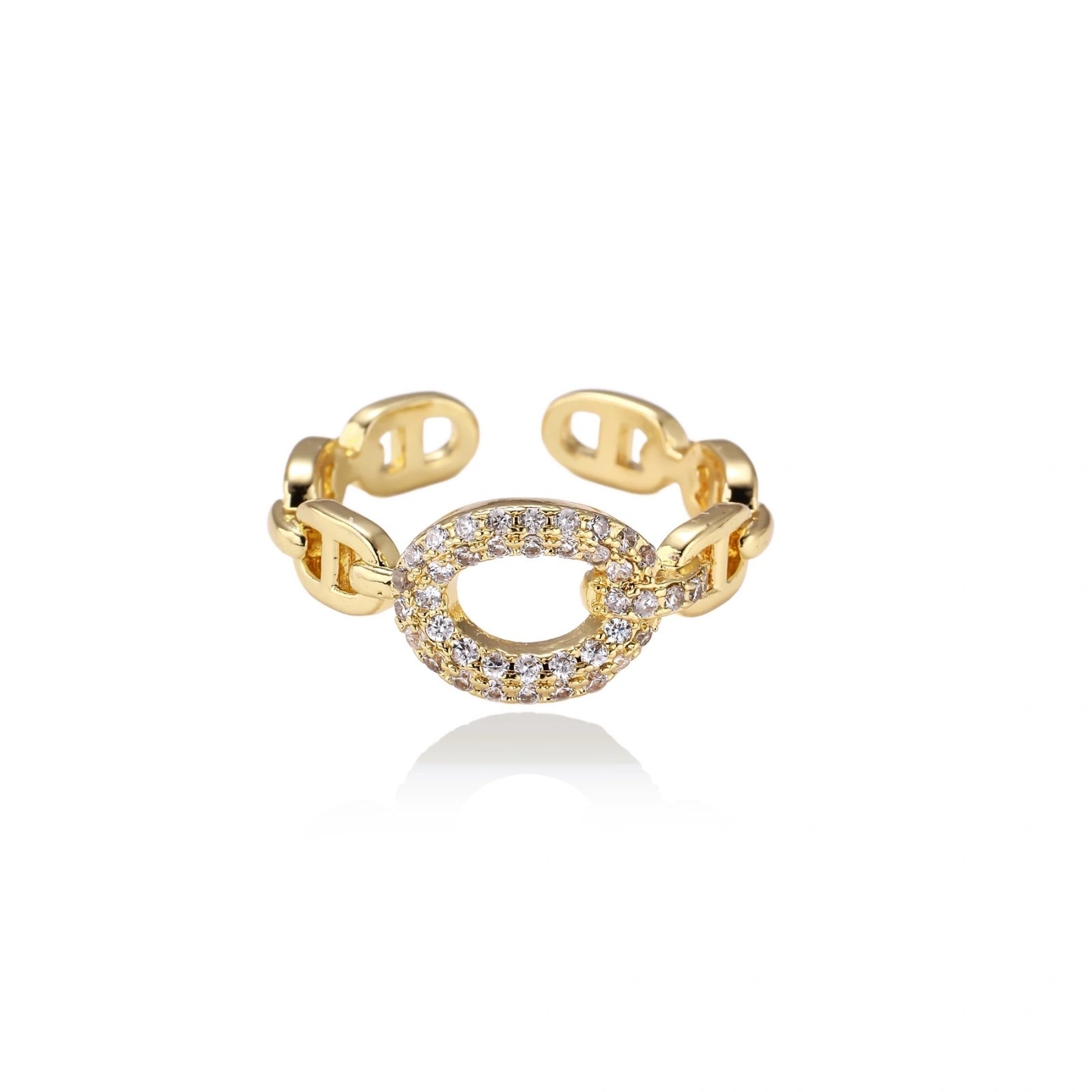 Golden Chain Statement Ring by AlbaLuxe