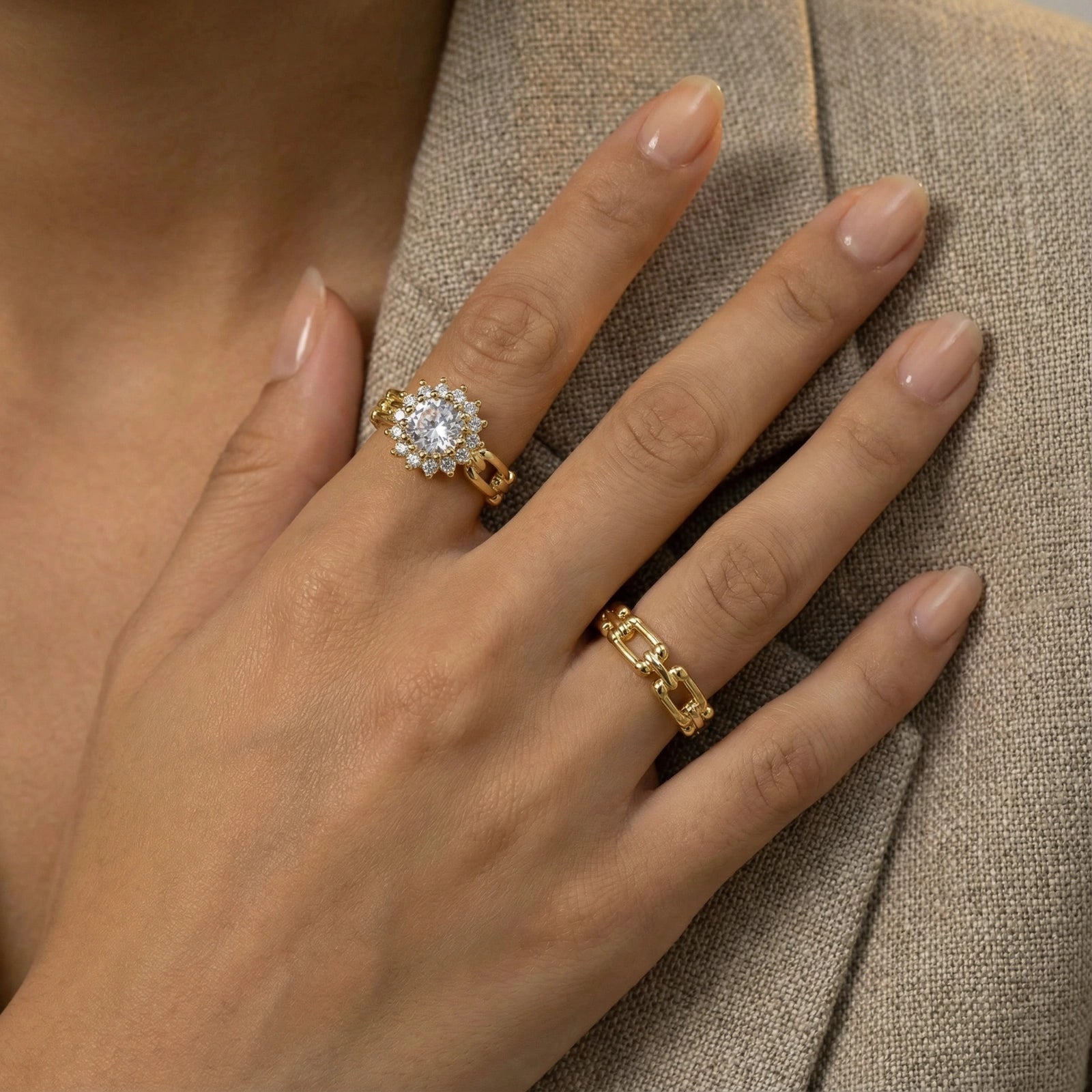 Golden Hour Chain Ring Set by AlbaLuxe