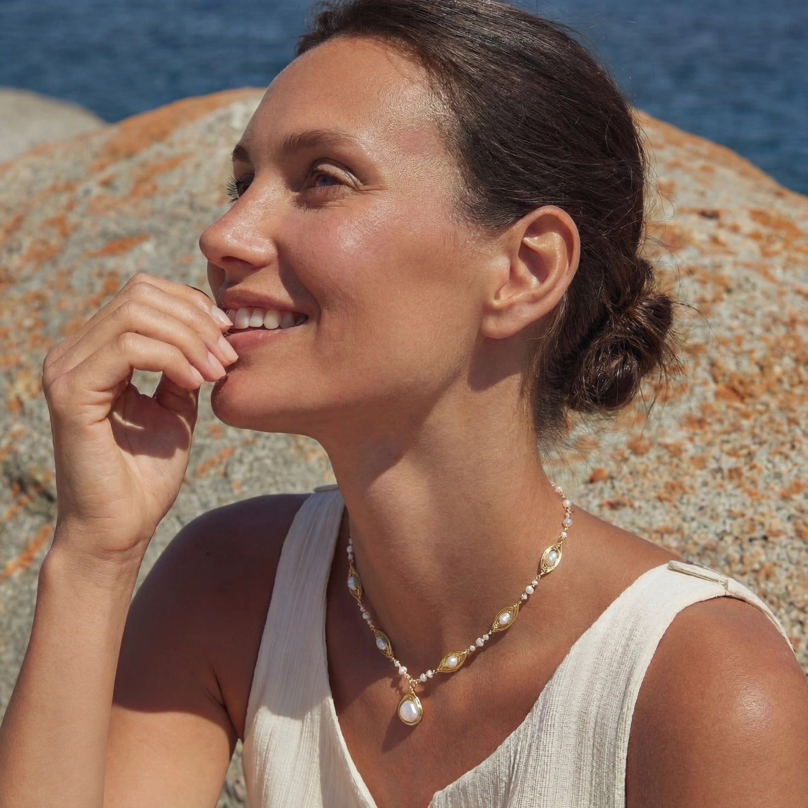 Golden Leaf Baroque Necklace by AlbaLuxe