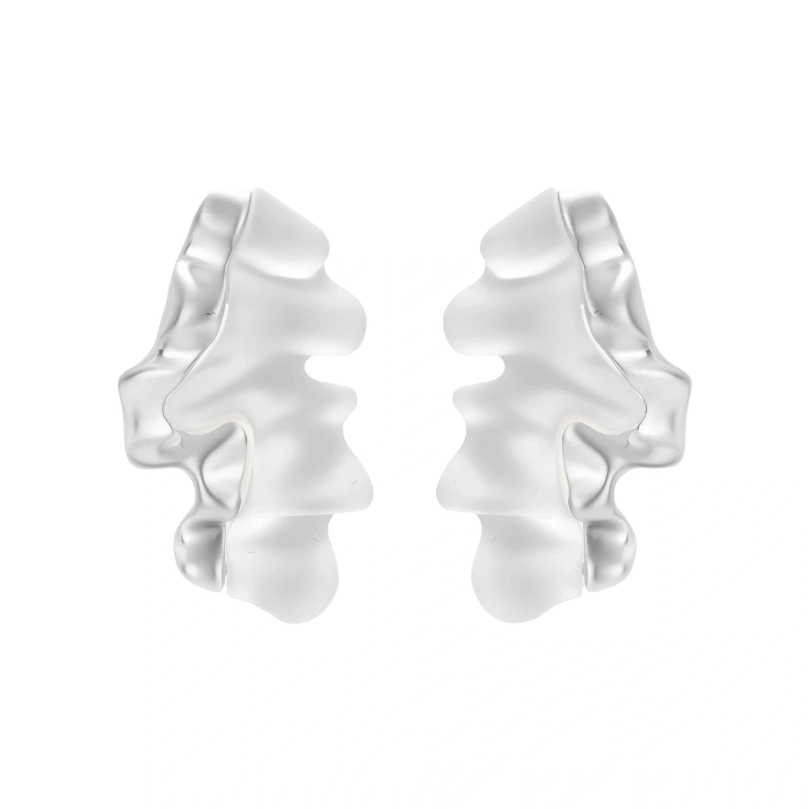Modern sculptural jewelry set with flowing ribbon-like earrings and matching pendant in eco-zinc alloy finish