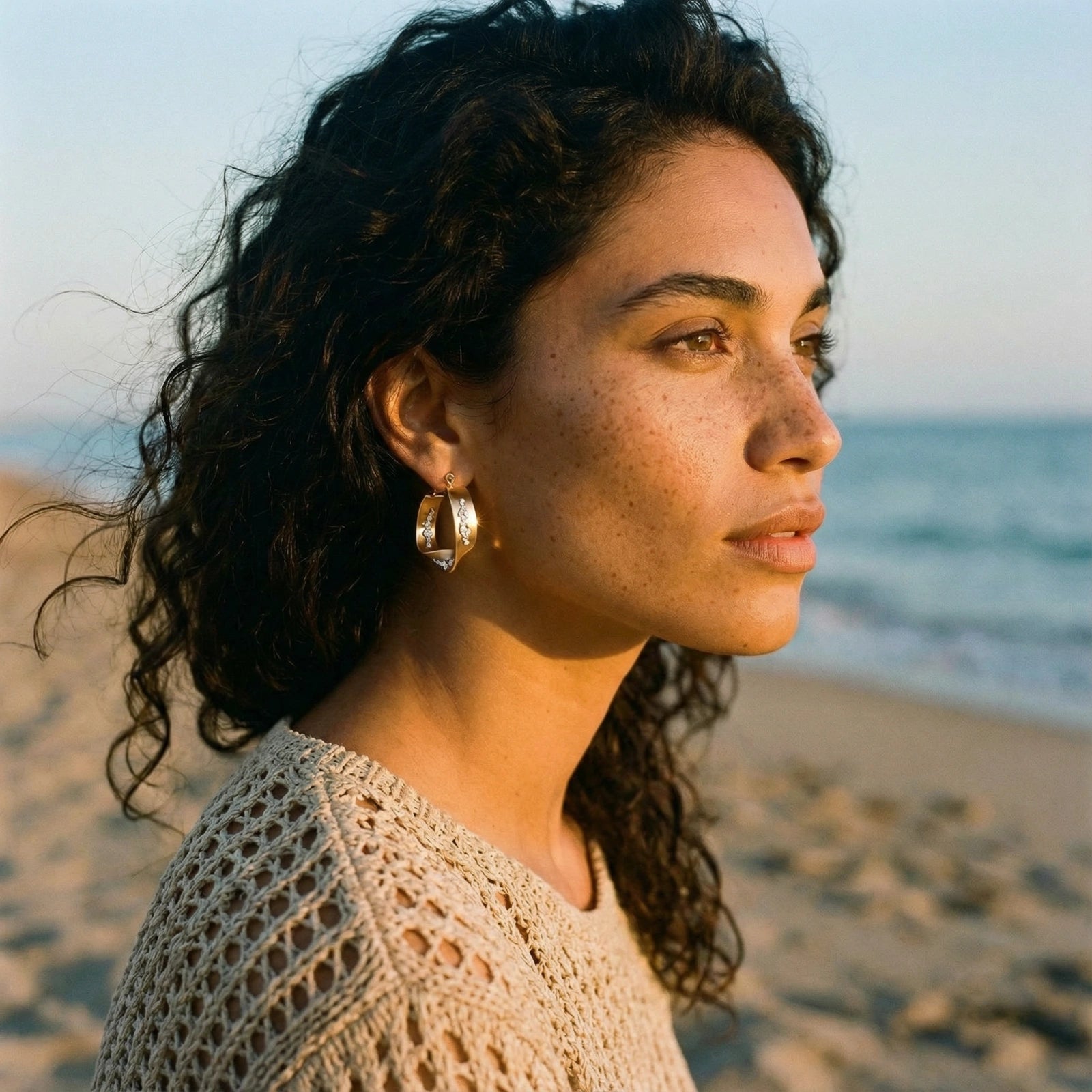 Wavy Crystal Hoops by AlbaLuxe