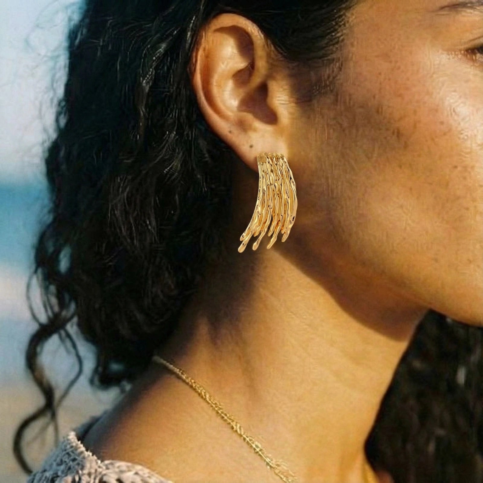 Liquid Metal Fringe Earrings by AlbaLuxe