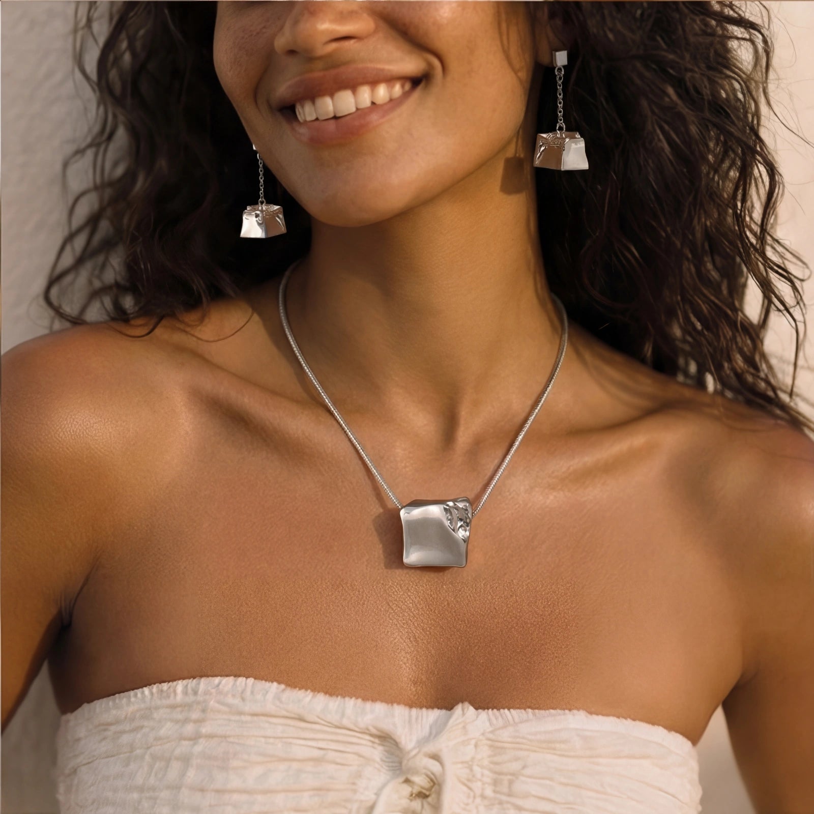 Crushed Cube Jewelry Set by AlbaLuxe