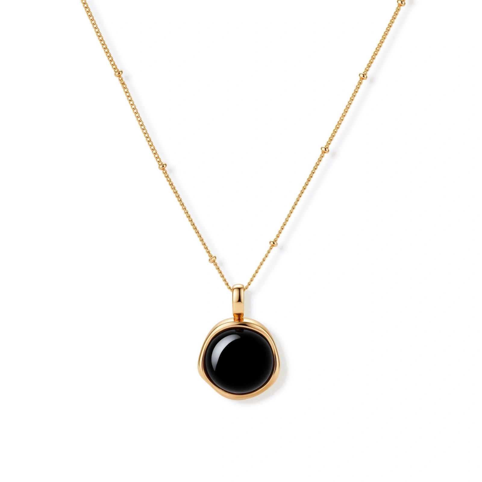Midnight Agate Circle Necklace by AlbaLuxe