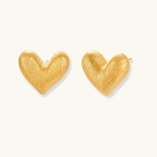 Brushed Heart Studs by AlbaLuxe AlbaLuxe