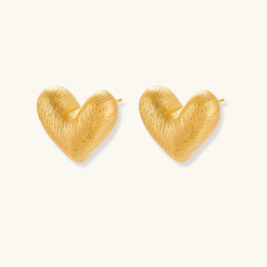 Brushed Heart Studs by AlbaLuxe AlbaLuxe