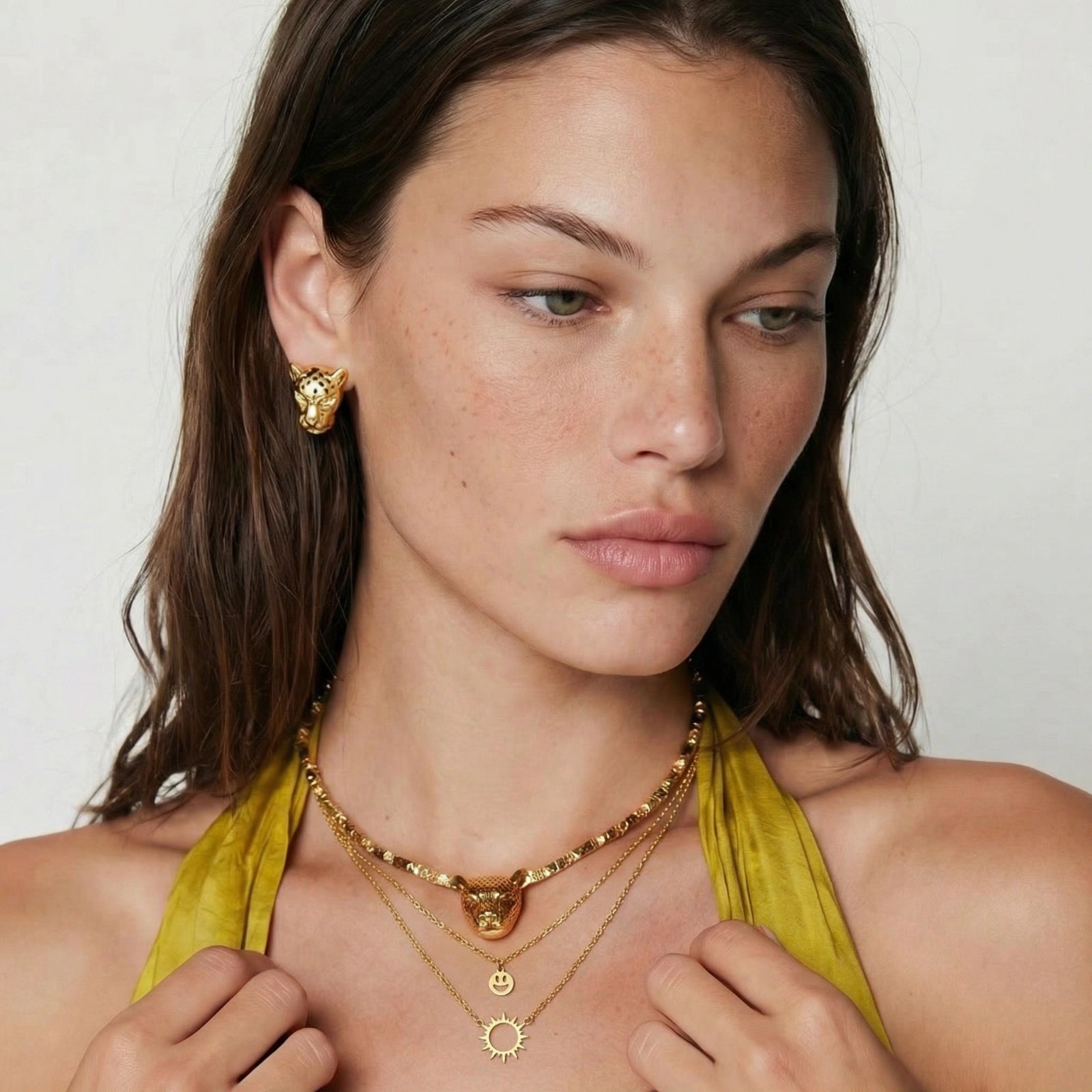 Sunshine Smiley Layered Necklace by AlbaLuxe