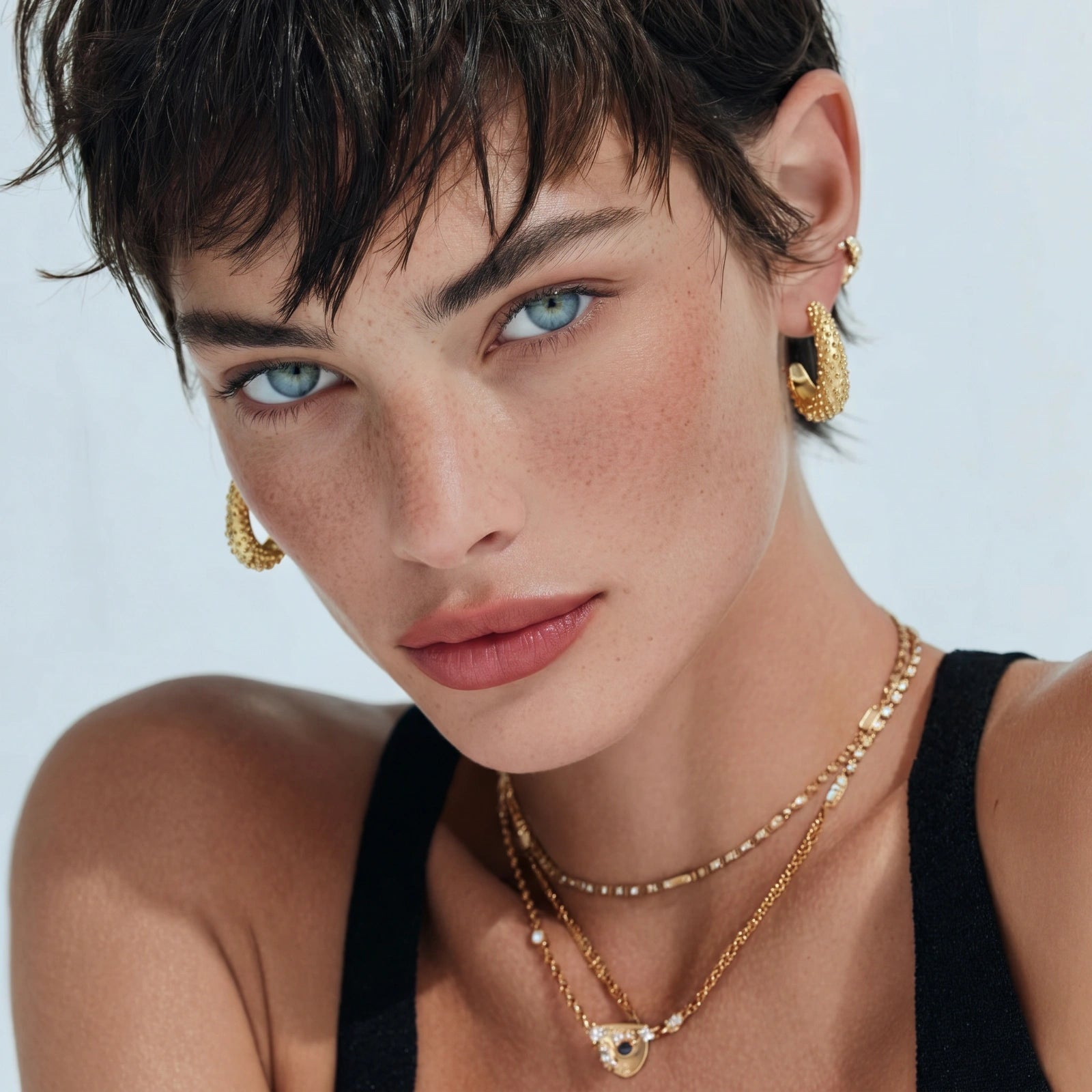 Textured Crescent Hoops by AlbaLuxe