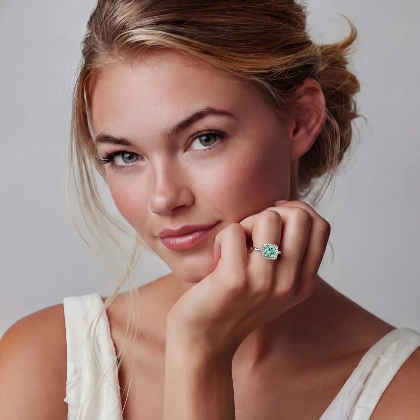 Emerald Glow Halo Ring by AlbaLuxe AlbaLuxe