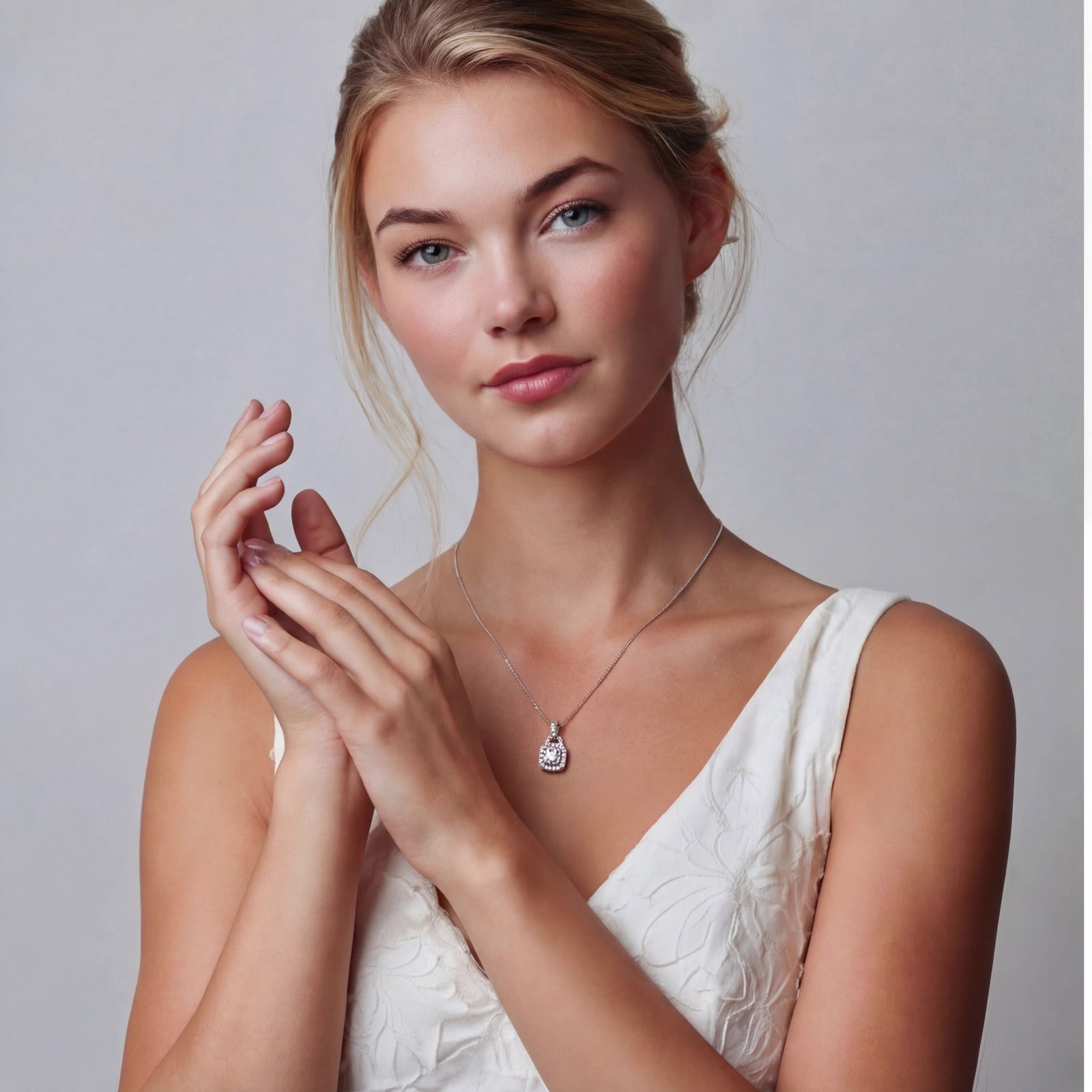 Cushion Halo Moissanite Necklace by AlbaLuxe AlbaLuxe