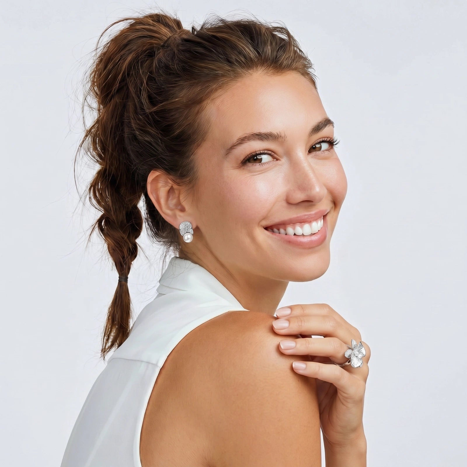 Luna Pearl Dome Studs by AlbaLuxe